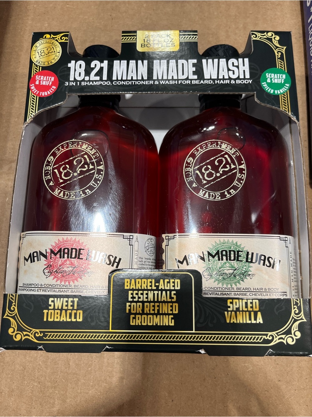 18.21 MAN MADE WASH SPICED VANILLA + sweet tobacco 18 OZ x2 CLEAN AND CONDITION